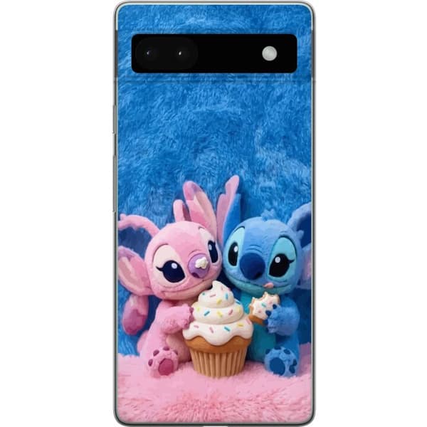 Kompatibel Mobilcover til Google Pixel 6a Søde blå og lyserøde figurer med stor cupcake og krymmel pink