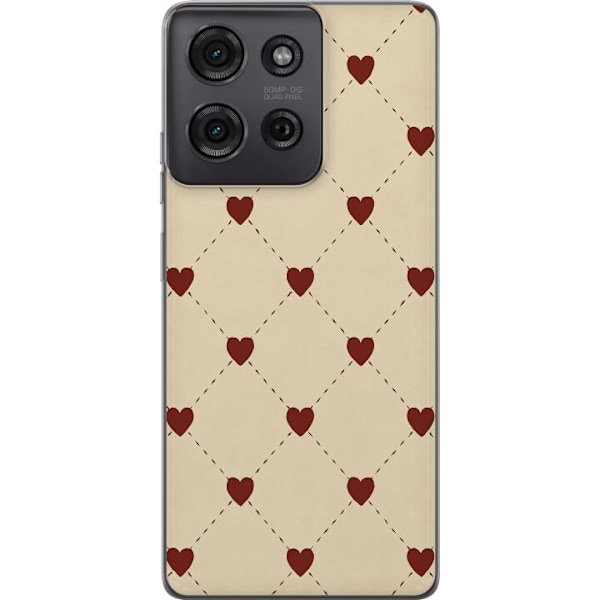 Motorola Moto G75 Genomskinligt Skal Heart Grid