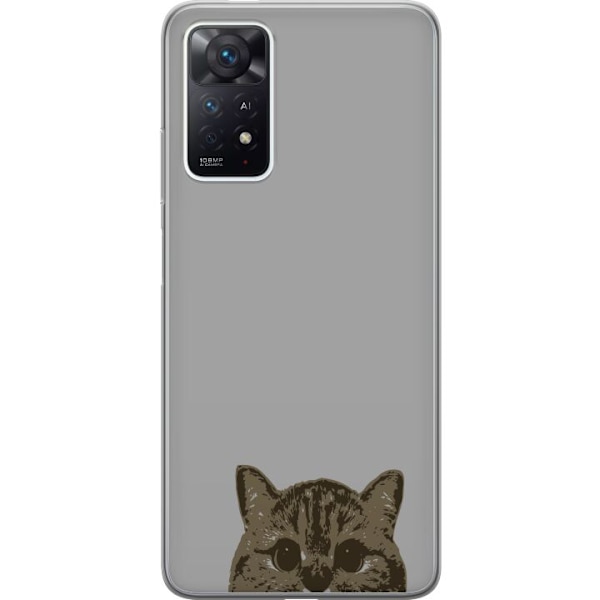 Xiaomi Redmi Note 11 Pro Genomskinligt Skal Grå Kattblick – stilren kattdesign med grå bakgrund