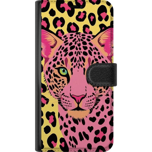 Kompatibelt Lommeboketui til Apple iPhone 15 Pro Max Rosa leopard rosa
