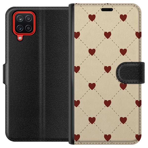 Samsung Galaxy A12 Plånboksfodral Heart Grid