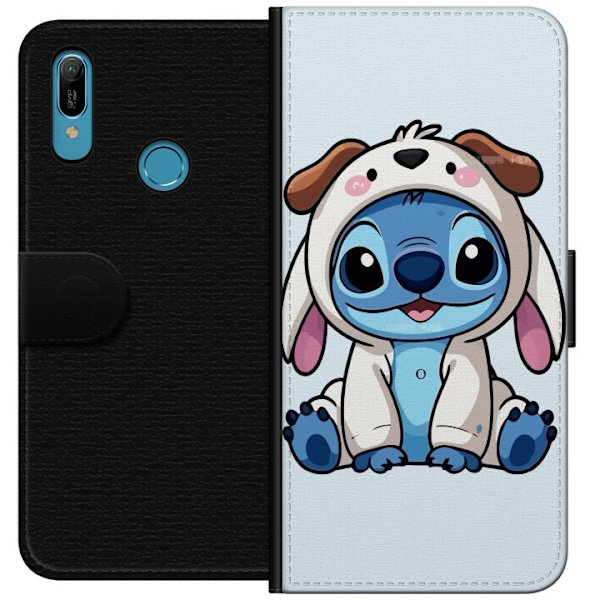 Huawei Y6 (2019) Lompakkokotelo Stitch Koirapuku Lilo & Stitch Disney Hauska Design Sininen Avaruusolento Sarjakuva Hahmo Suosittu Lapsille Suosittu D