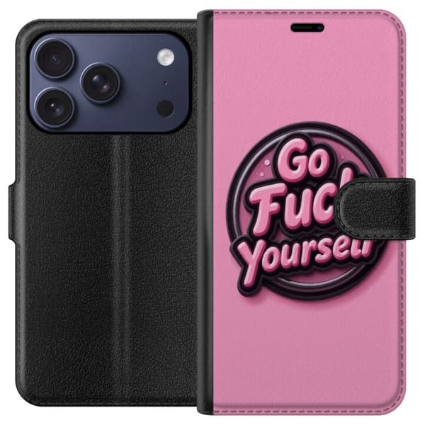 Kompatibelt Plånboksfodral till Apple iPhone 17 Pro Rosa 3D textposter