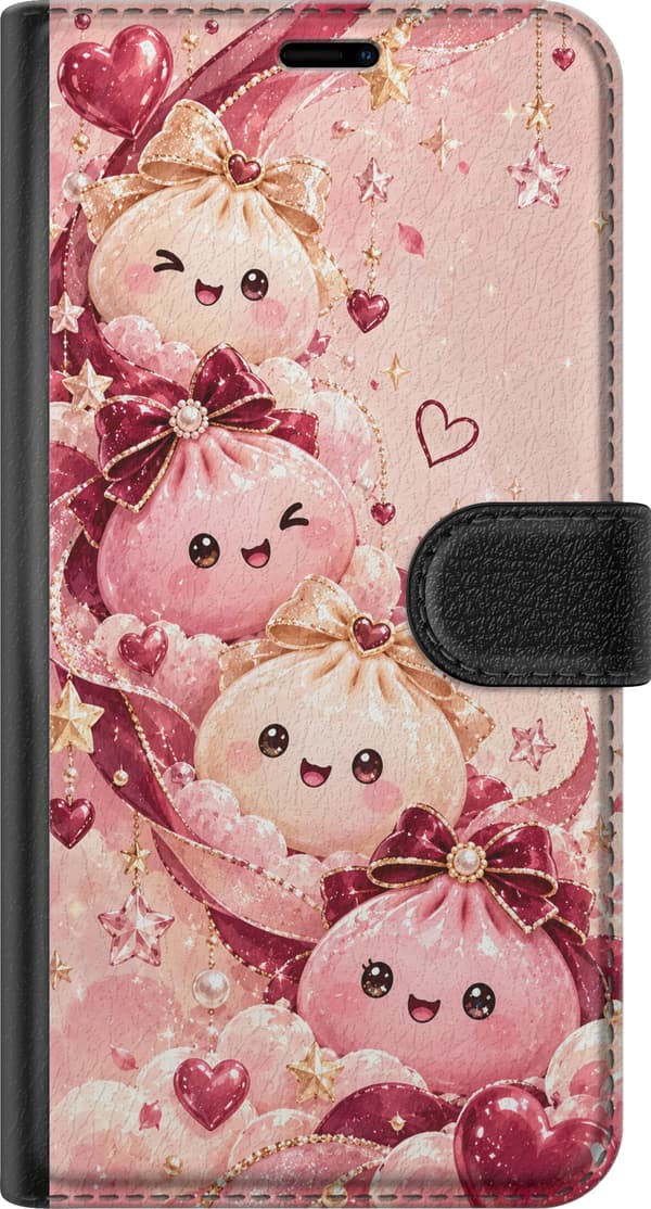 Kompatibelt Lommeboketui til Samsung Galaxy A17 5G Hjertevenner rosa