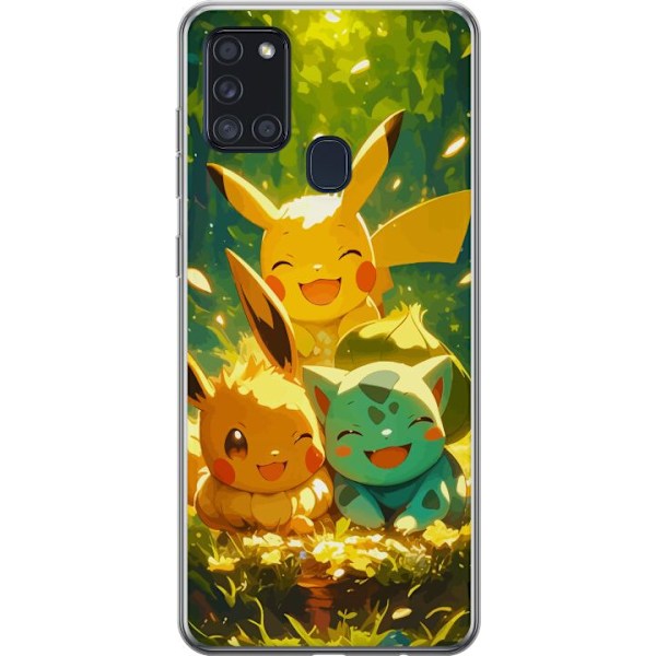 Samsung Galaxy A21s Genomskinligt Skal Pixelmonster spelstil – färgstark design för retroälskande gamers