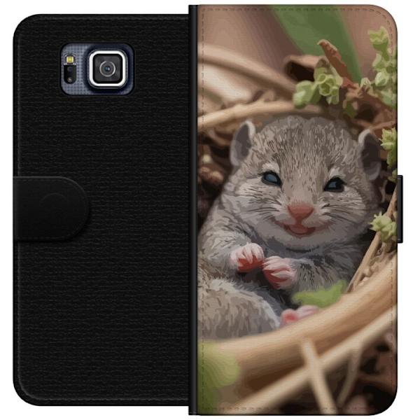 Samsung Galaxy Alpha Plånboksfodral Råtta Leende Djurmotiv Stadsmotiv Urban Grafisk Design Populärt Roligt Motiv Art Stil
