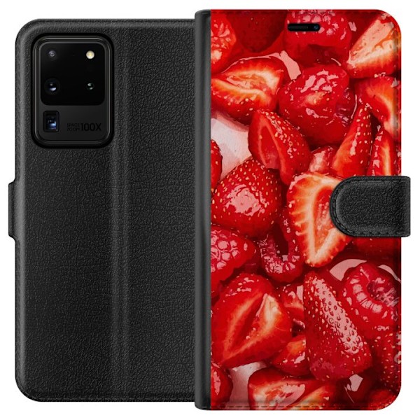 Samsung Galaxy S20 Ultra Lommeboketui Jordbærmønster - søtt