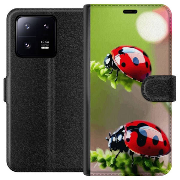 Xiaomi 13 Pro Lompakkokotelo Leppäkerttu Hyönteinen Onni Symboli Luontoaihe Suosittu Graafinen Motiivi Koristelu Kesäkiertue