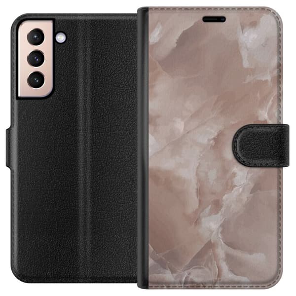 Kompatibelt Plånboksfodral till Samsung Galaxy S21 Marmor Rosa