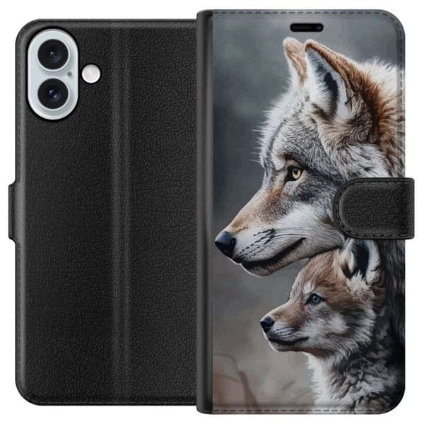 Kompatibel Tegnebogsetui til Apple iPhone 16 Plus Ulve Vilde Ulv Dyr Mystik