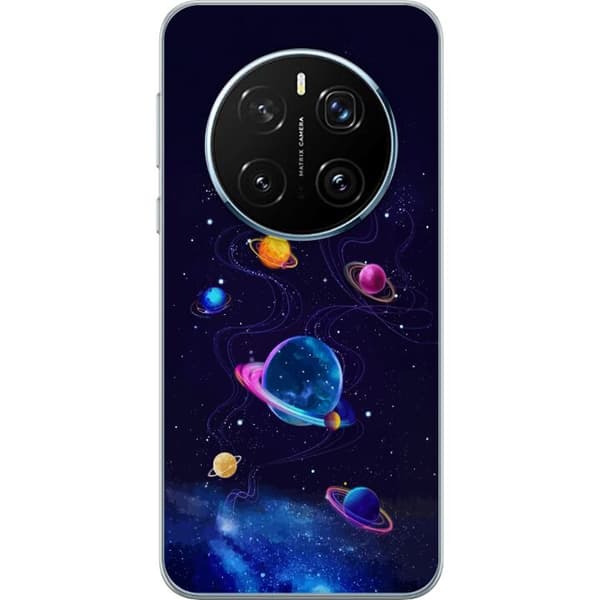 Kompatibelt Mobildeksel til Honor Magic7 Pro Fargerike planeter og stjerner i et animert romlandskap blå