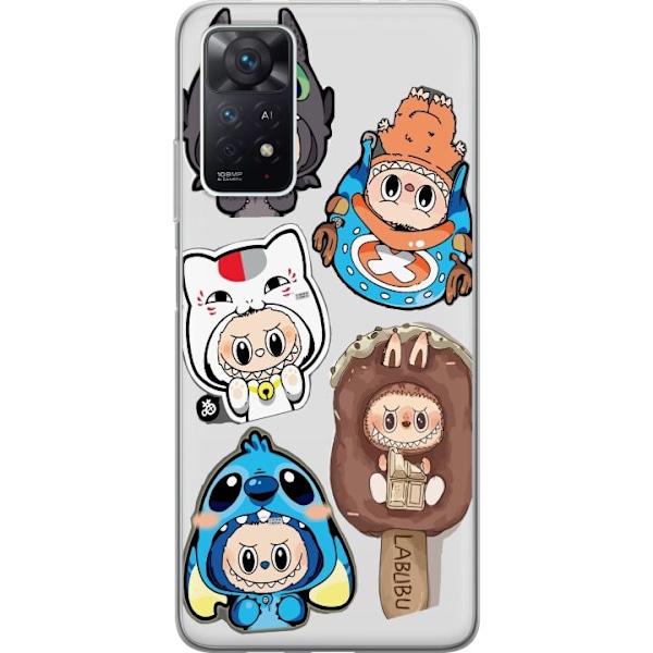 Xiaomi Redmi Note 11 Pro 5G Gjennomsiktig deksel Labubu figure samling - Pop Mart Labubu The Monsters i fargerik design