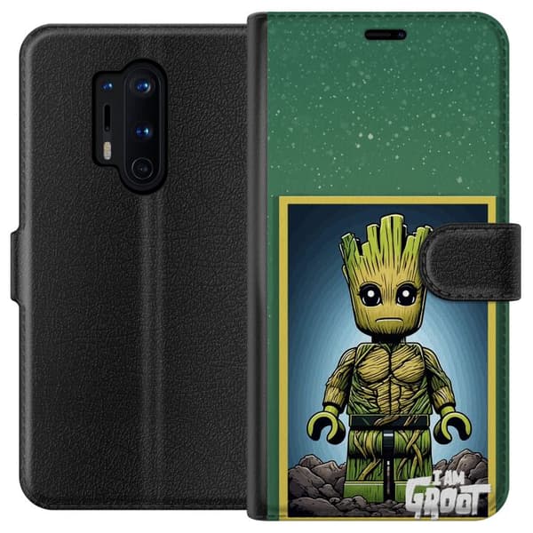 Kompatibelt Lommeboketui til OnePlus 8 Pro Robot med röda ögon grå