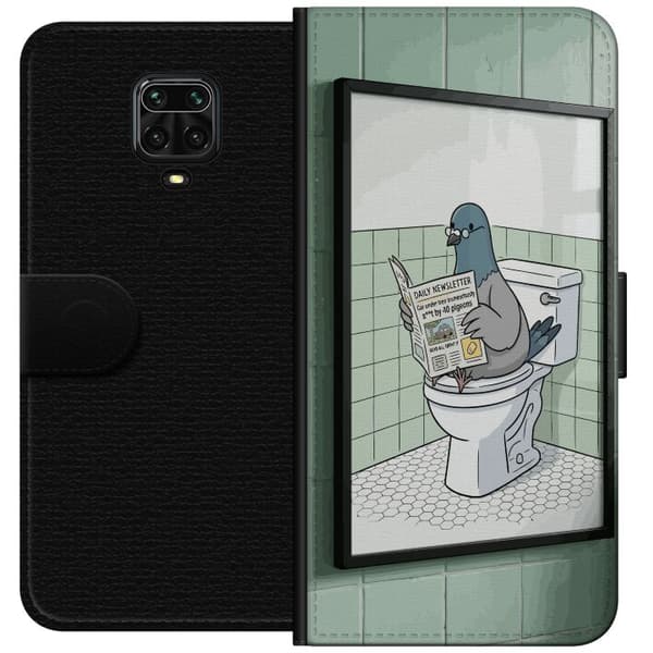 Kompatibelt Plånboksfodral till Xiaomi Redmi Note 9 Pro Duva på toaletten grön