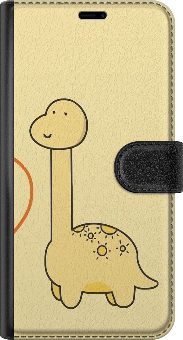 Kompatibel Tegnebogsetui til Google Pixel 10 Minimalistisk tegnet langhalset dinosaur mod lysegul baggrund gul