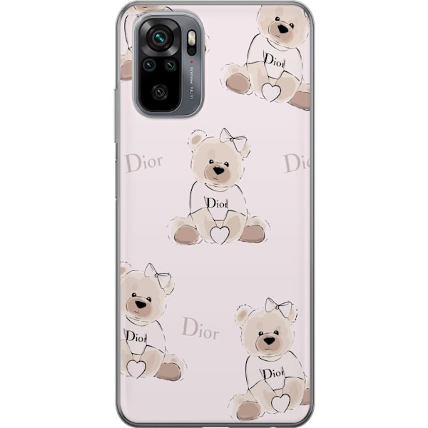 Xiaomi Redmi Note 10S Gennemsigtig cover Teddy Dior Vibes - luksuriøs bamse i modetil