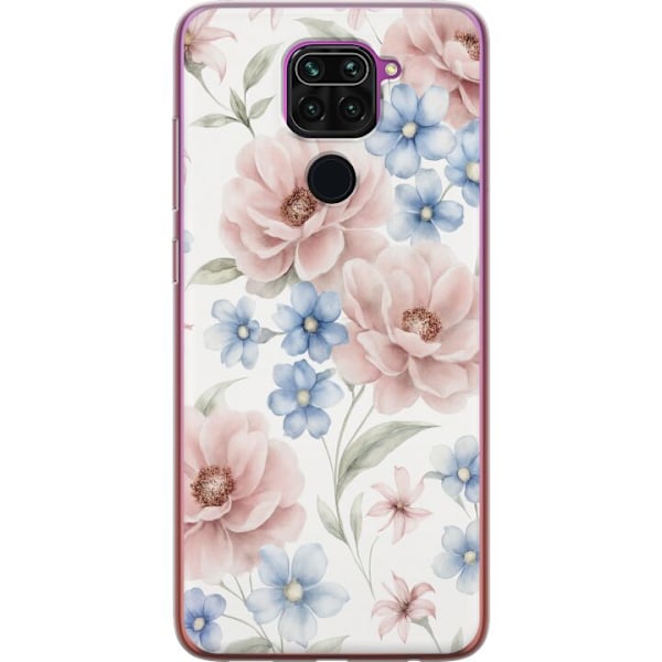 Xiaomi Redmi Note 9 Läpinäkyvä kuori Romanttiset kukat