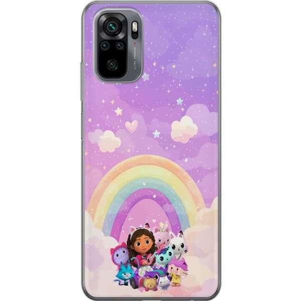 Kompatibelt Mobilskal till Xiaomi Redmi Note 10  Gabby och kattvänner under en regnbåge bland moln lila