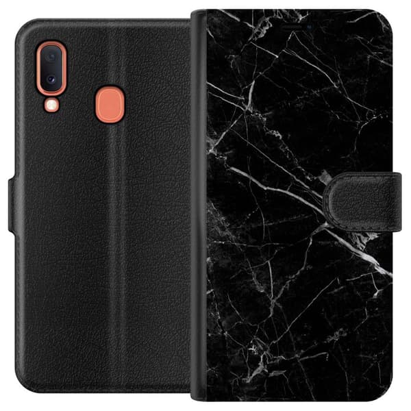 Kompatibelt Plånboksfodral till Samsung Galaxy A20e black marble