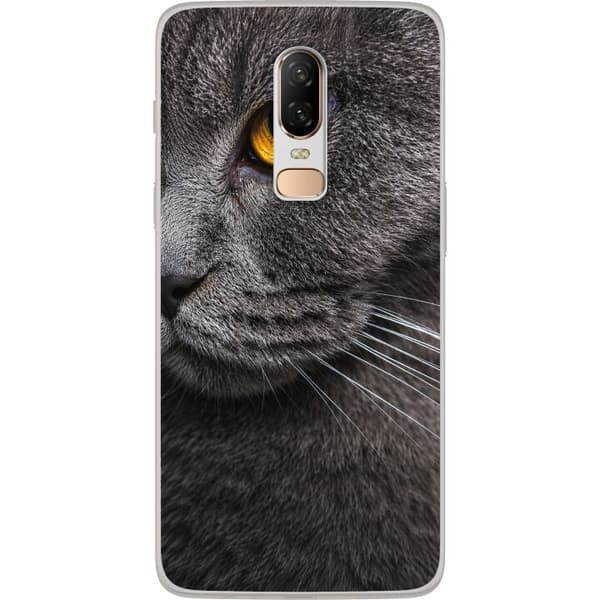 Kompatibelt Mobilskal till OnePlus 6 Grå midnattskatt grå