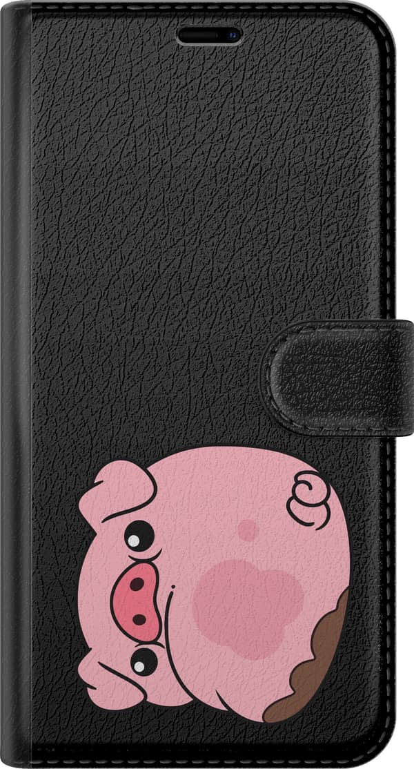Kompatibel Tegnebogsetui til Apple iPhone 7 Plus Lyserød chokoladegris - Lyserødt motiv med lyserød gris med chokoladekant. pink