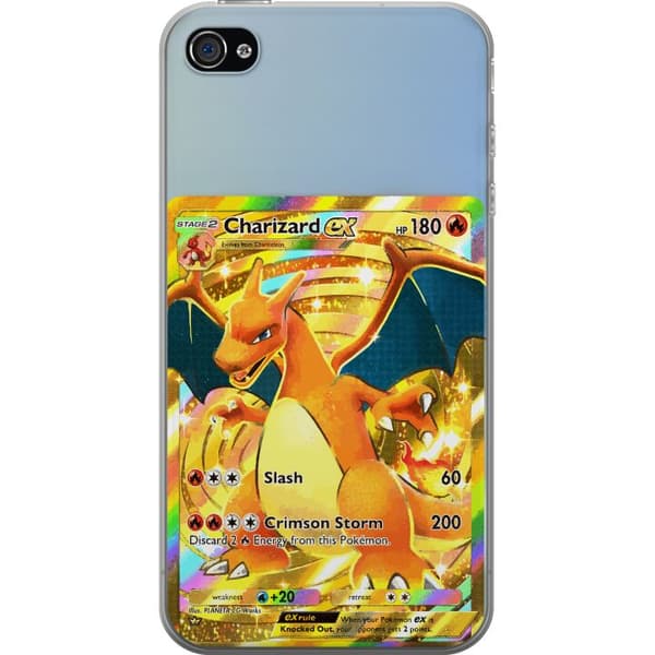 Kompatibelt Mobildeksel til Apple iPhone 4 GyllenCharizard EX samlerkort med regnbueeffekter gull