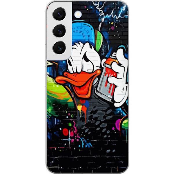 Samsung Galaxy S22+ 5G Genomskinligt Skal Kalle Anka Graffiti Disney Design Roligt Barn Motiv Färg Grafisk Populär Serie Ikonisk Disneyfigur