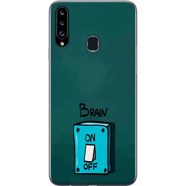 Kompatibelt Mobilskal till Samsung Galaxy A20s Brain On Off turkos