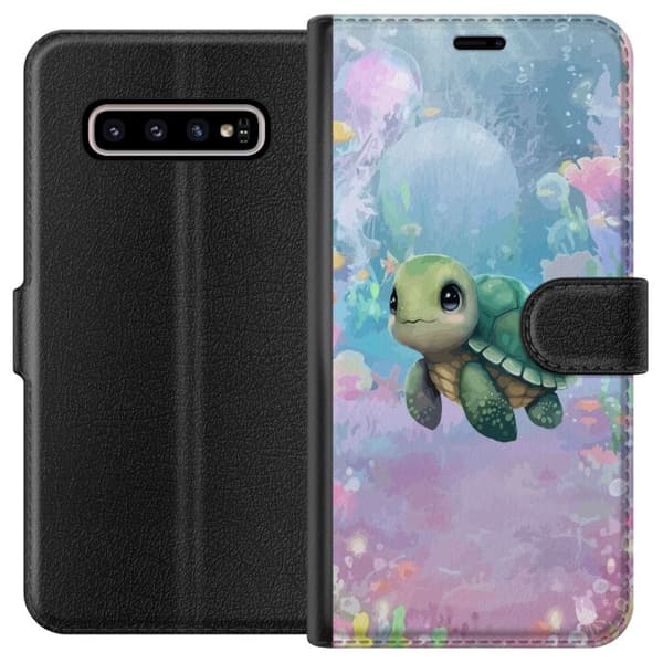 Kompatibelt Lommeboketui til Samsung Galaxy S10+ Skilpadde