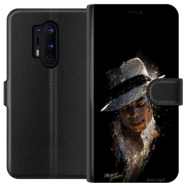 Kompatibel Tegnebogsetui til OnePlus 8 Pro Kunstnerisk portræt af mand med hvid hat og glitrende detaljer sort