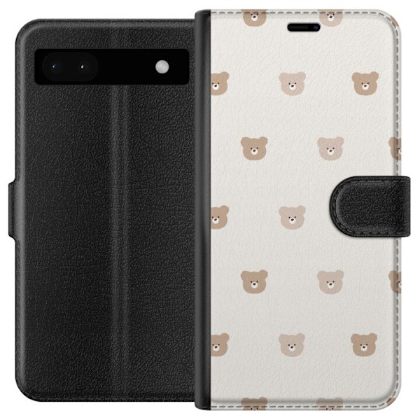 Google Pixel 6a Tegnebogsetui Teddybaggrund - søde teddybjørne mod en blød baggrund