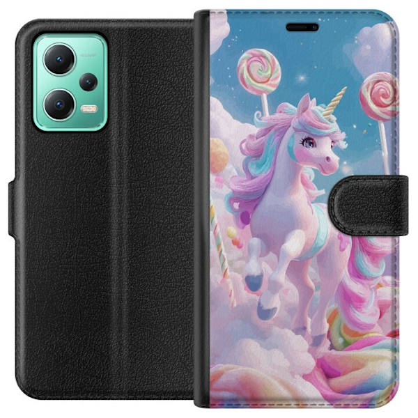 Xiaomi Redmi Note 12 Lompakkokotelo Yksisarvinen Candy Pastel Kawaii Suunnittelu Söpö Suosittu Väri Graafinen Trendi Lapsen Teema Fantasia Taide