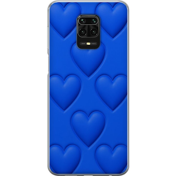 Xiaomi Redmi Note 9S Gennemsigtig cover Blå Hjerter
