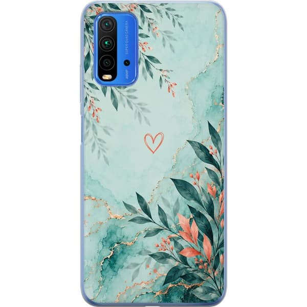 Kompatibelt Mobildeksel til Xiaomi Redmi 9T Korallblad turkis