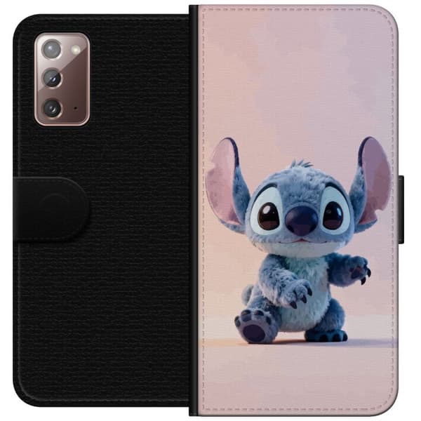 Kompatibel Tegnebogsetui til Samsung Galaxy Note20 Sød Stitch-karakter med store øjne og bløde pastelfarver på lys baggrund blå