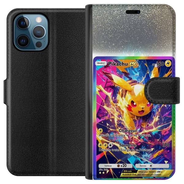 Kompatibelt Plånboksfodral till Apple iPhone 12 Pro Pikachu gul