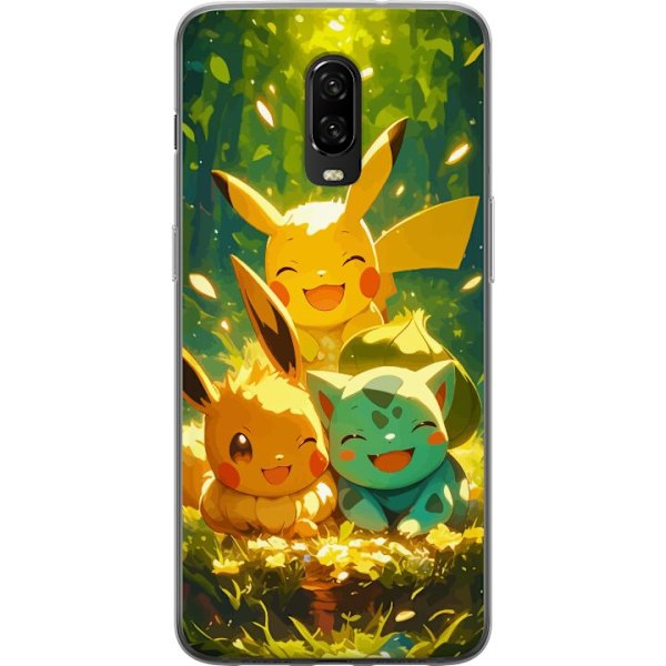 OnePlus 6T Läpinäkyvä kuori Pixelmonster pelityyli - värik