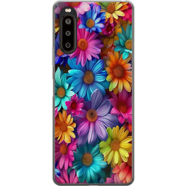 Sony Xperia 10 II Genomskinligt Skal Gerbera Blommor Färgglad Dekor Blommotiv Populärt Heminredning Färg Rik Väggkonst Design