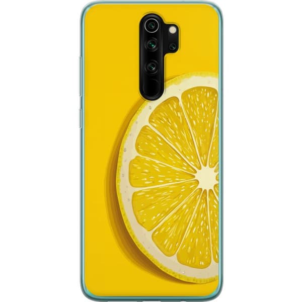 Kompatibelt Mobildeksel til Xiaomi Redmi Note 8 Pro  Nærbilde av en frisk sitronskive på gul bakgrunn gul