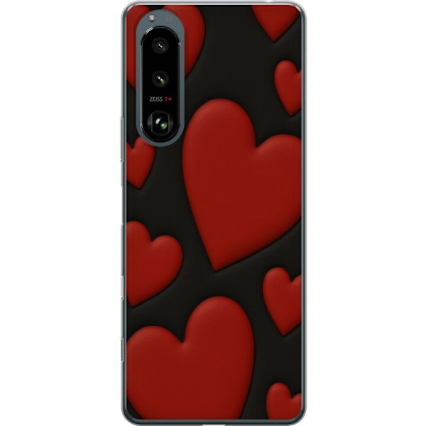 Sony Xperia 5 III Gennemsigtig cover Rød Fløjlshjerter
