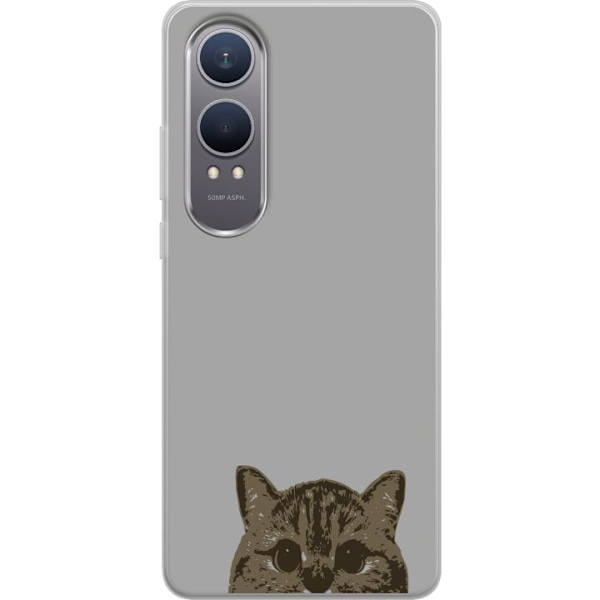 OnePlus Nord CE4 Lite Gjennomsiktig deksel Grå Kattblikk - stilren katte design med grå bakgrunn