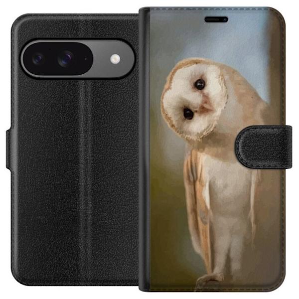 Google Pixel 9 Lommeboketui Uggla Nysgjerrig Blikk Fuglemotiv Skog Natur Grafisk Design Populært Motiv Dyr Tema Dekorasjon