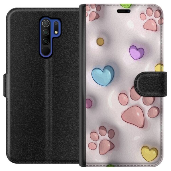 Xiaomi Redmi 9 Lommeboketui Fluffy Pfoten