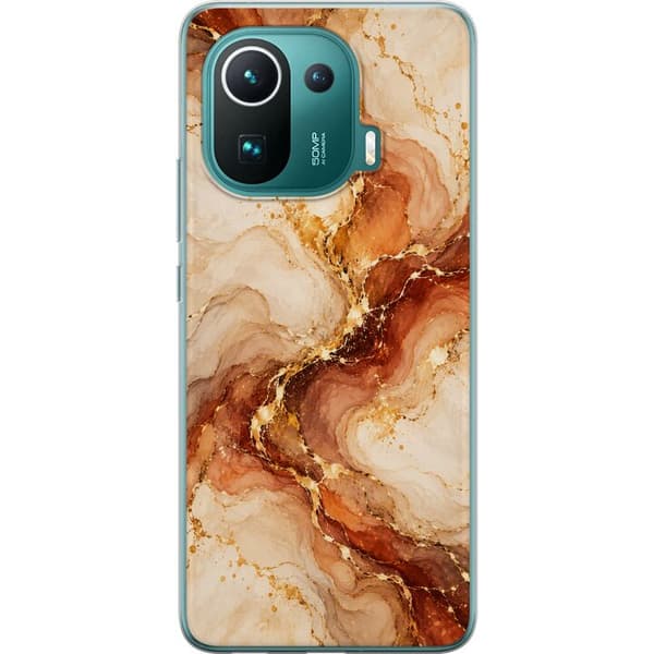 Kompatibelt Mobildeksel til Xiaomi Mi 11 Pro Bronsemarmor beige