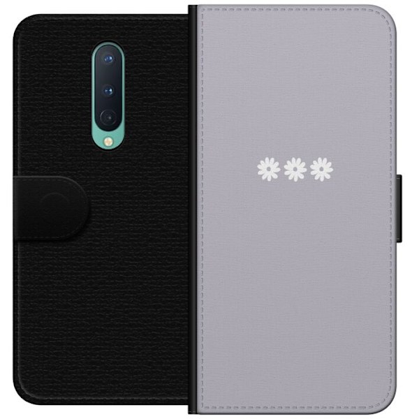 OnePlus 8 Plånboksfodral Lila Blomminimalism – stilrent blommotiv på lila bakgrund
