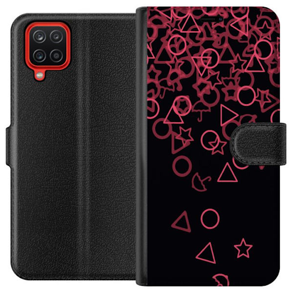 Samsung Galaxy A12 Plånboksfodral Squid Game Ikoner Serie Design Populärt TV Spel Ikoner Grafiskt Motiv Asiatisk Trend Dramaserie