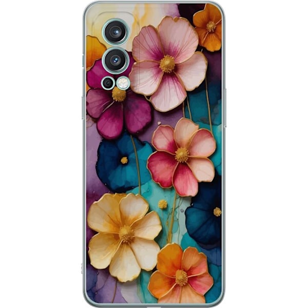 OnePlus Nord 2 5G Gennemsigtig cover Blomster Farver