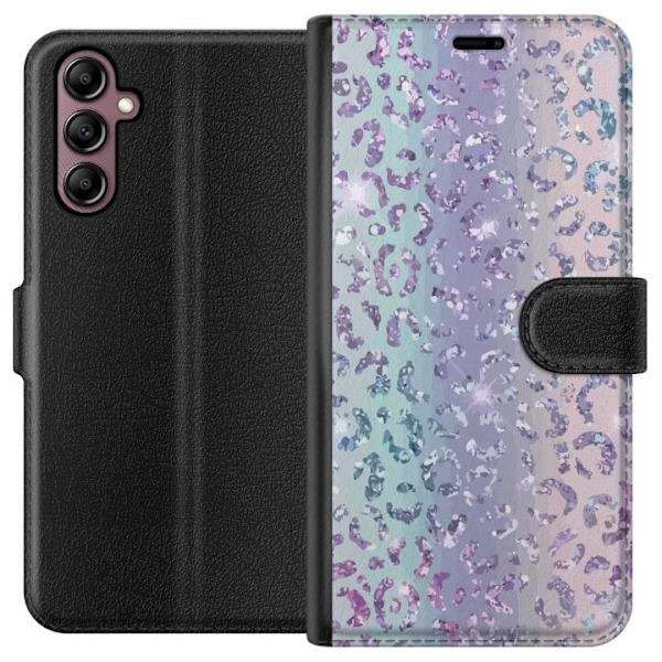 Samsung Galaxy A14 5G Tegnebogsetui Glitter Leopard