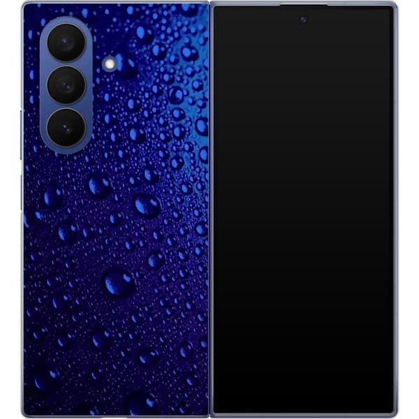 Kompatibelt Mobildeksel til Samsung Galaxy Z Fold7 Abstrakt nærbilde med blå vanndråper mot mørkeblå bakgrunn blå