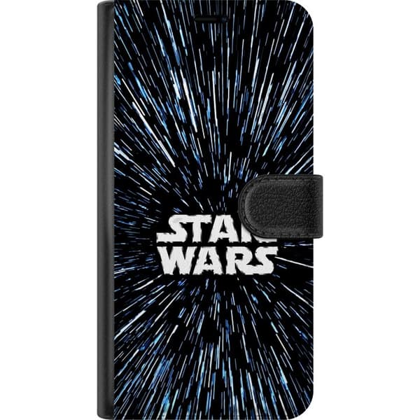 Kompatibel Tegnebogsetui til Apple iPhone 6 Star Wars-logo med hyperspace-stjerner i ikonisk sci-fi-design sort